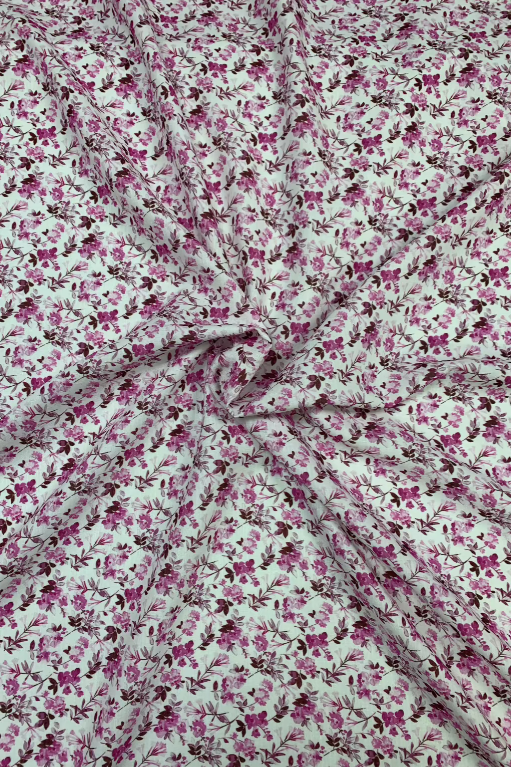 D64 Ditsy Floral Print Ocean Crepe Loose Fabric Per Metre