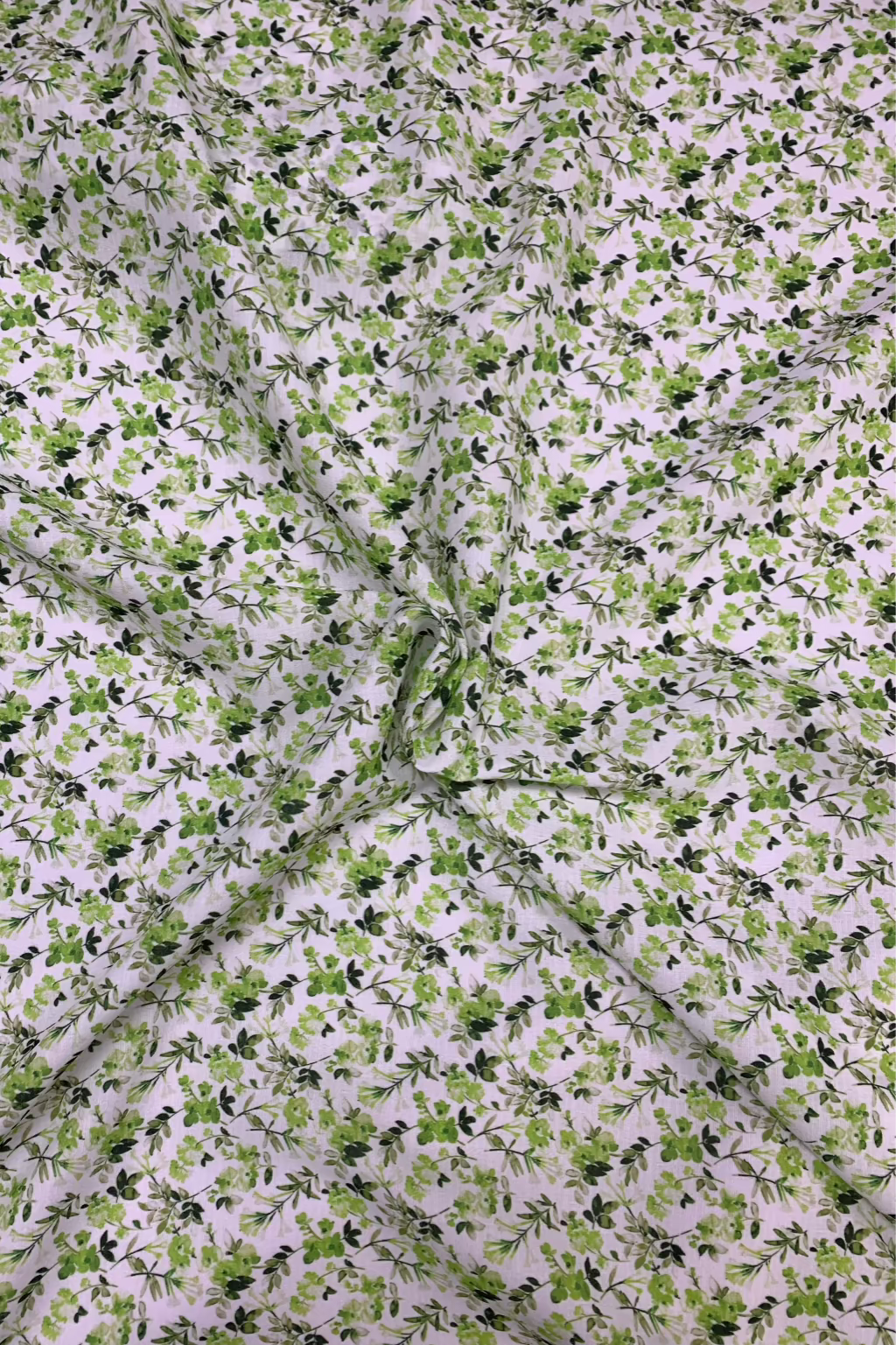 D64 Ditsy Floral Print Ocean Crepe Loose Fabric Per Metre