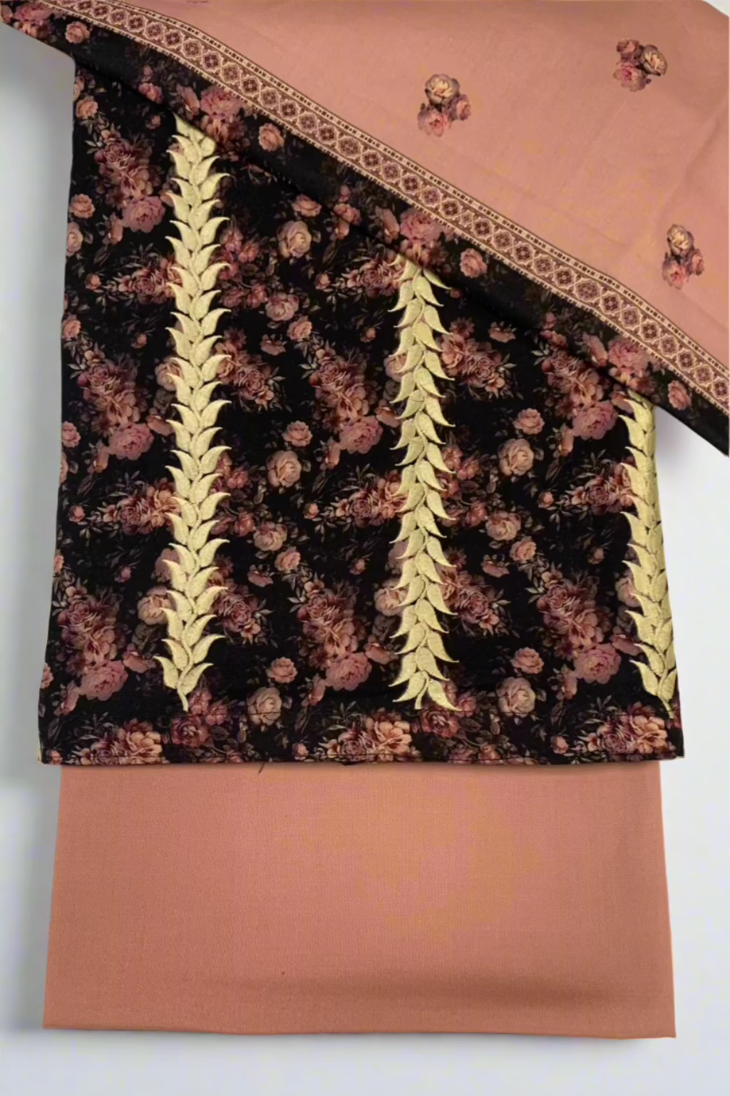 154 Floral Print Embroidered Alpine 3pc Warm Unstitched Suit
