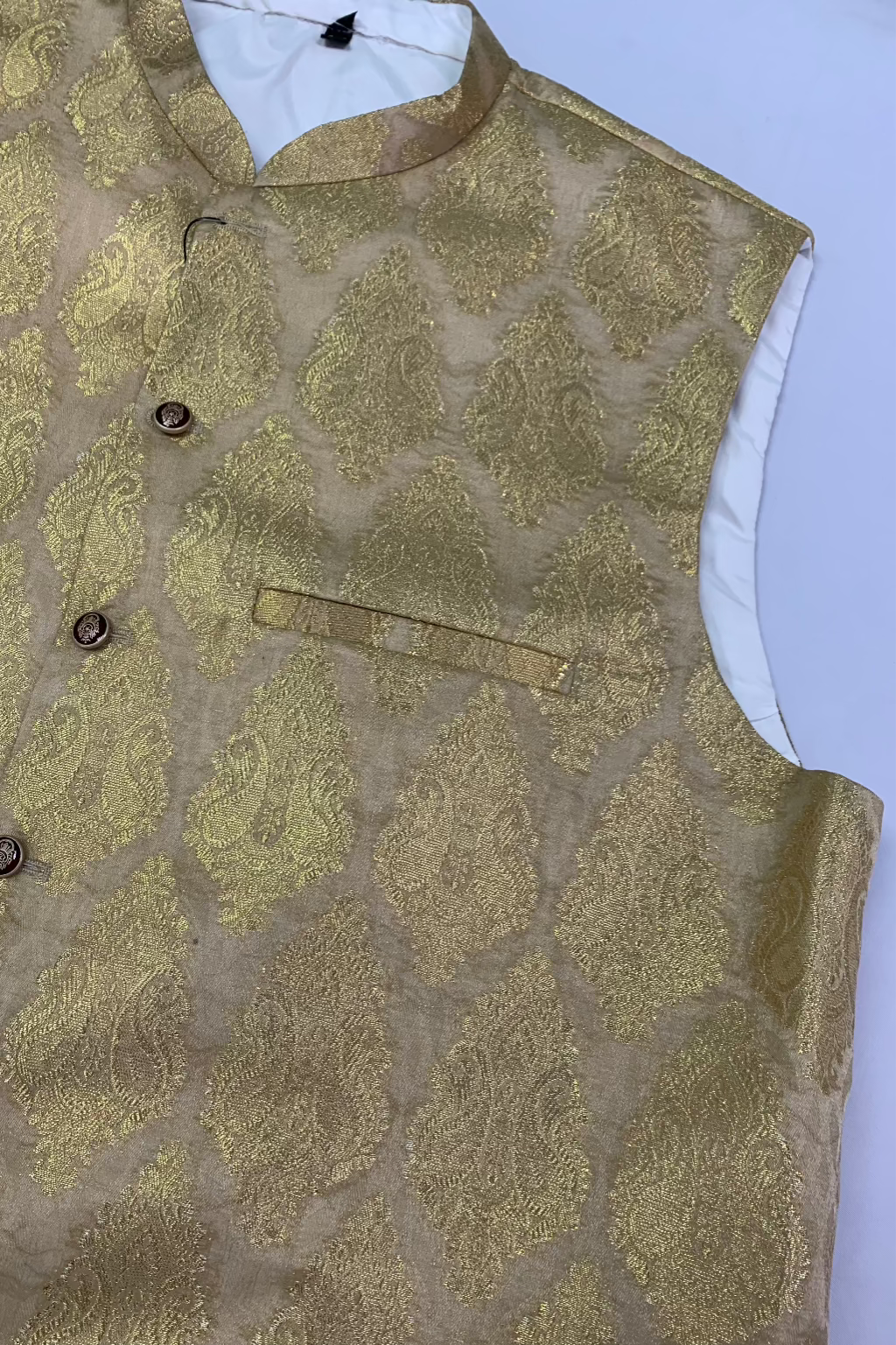 MW1 Gold Zari Men's Fashion Banarsi Waistcoat