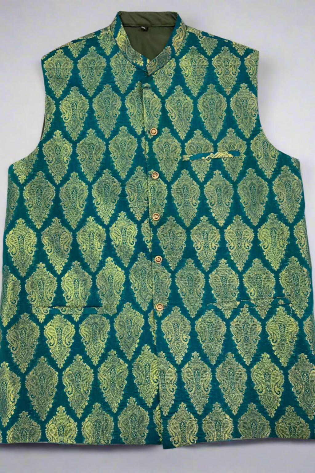 MW1 Gold Zari Men's Fashion Banarsi Waistcoat