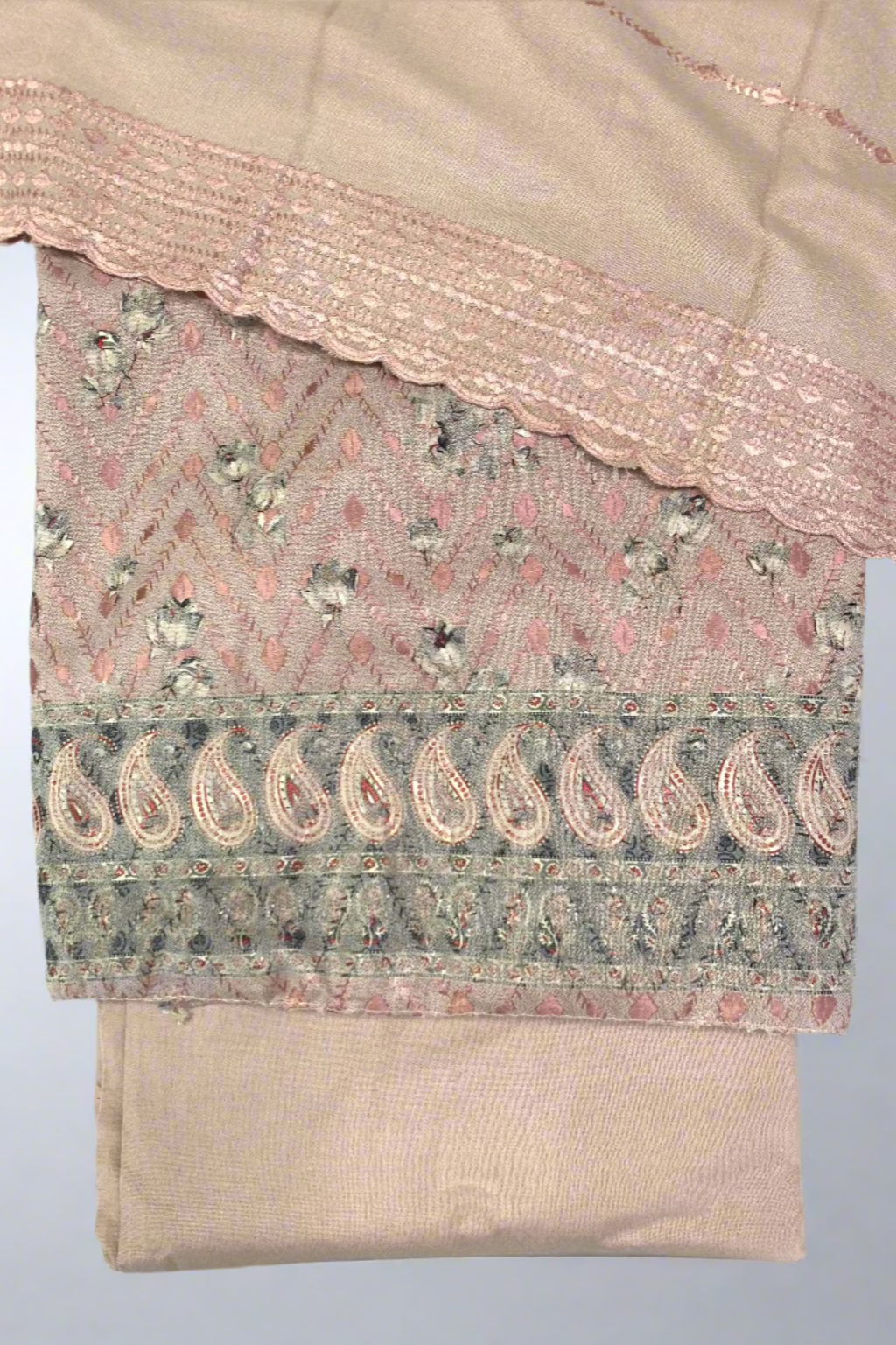 192 Floral Print Embroidered Alpine 3pc Warm Unstitched Suit