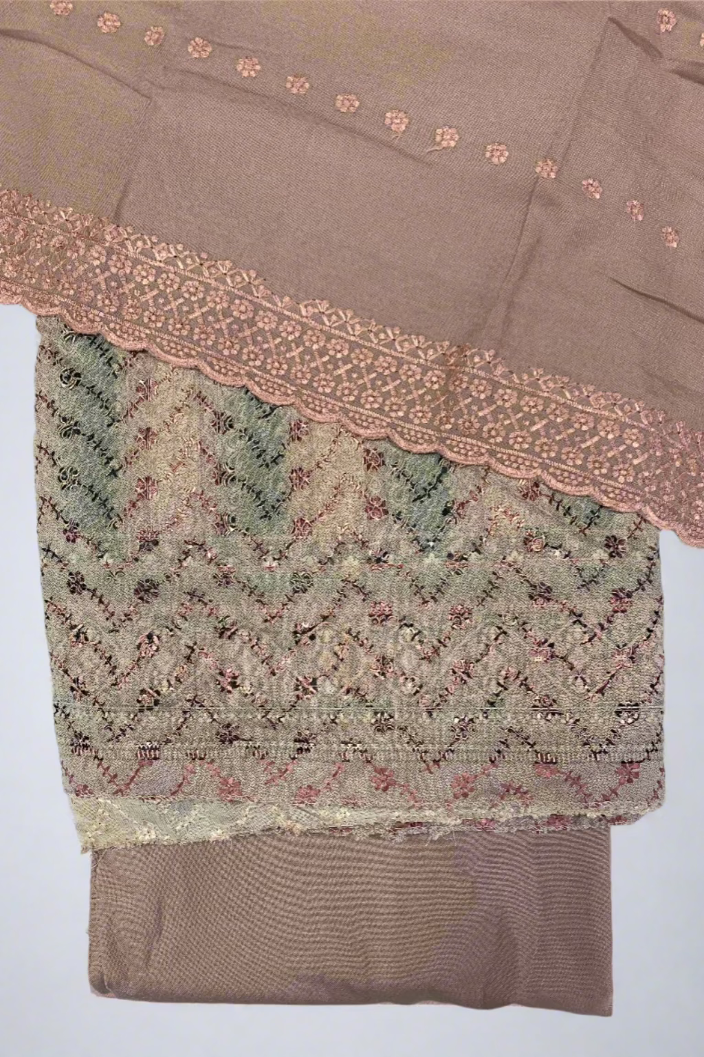 195 Floral Print Embroidered Alpine 3pc Warm Unstitched Suit