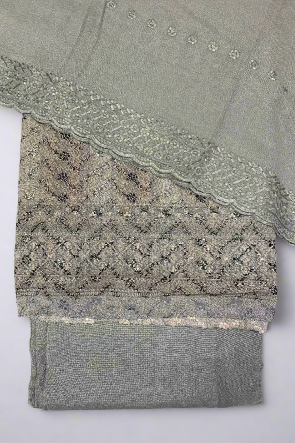 195 Floral Print Embroidered Alpine 3pc Warm Unstitched Suit