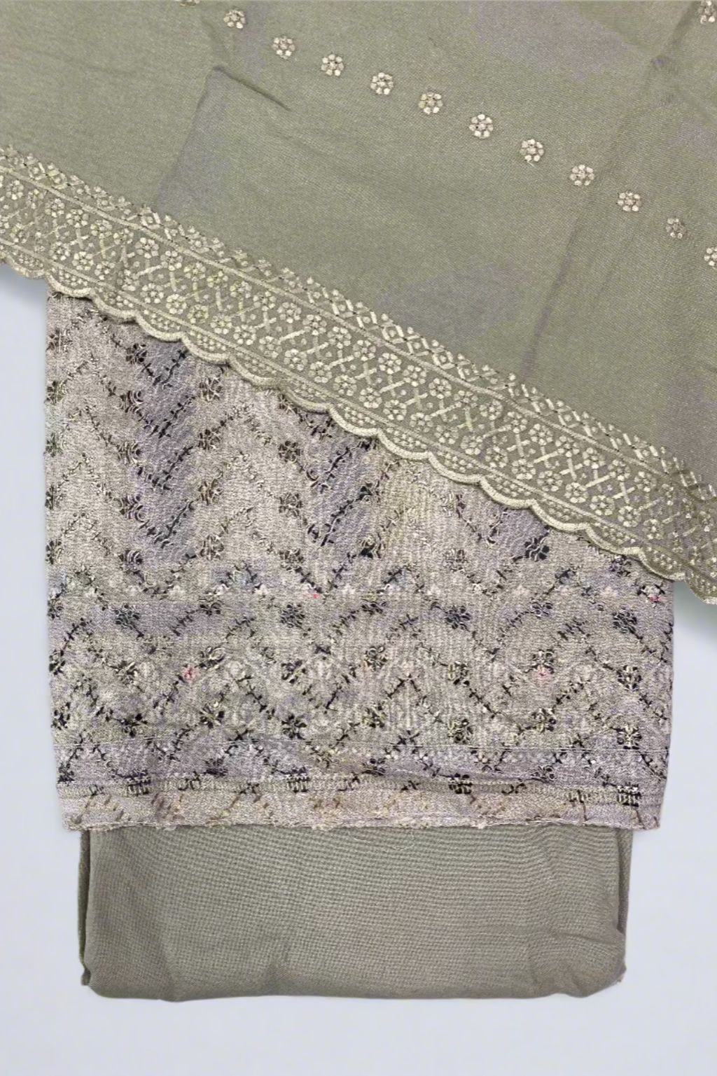 195 Floral Print Embroidered Alpine 3pc Warm Unstitched Suit