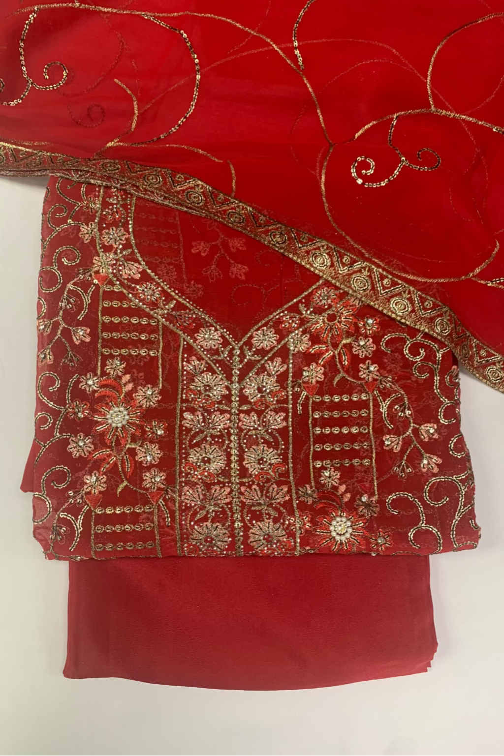 1558 Embroidered 4pc Net Suit with Sequins & Embellishments