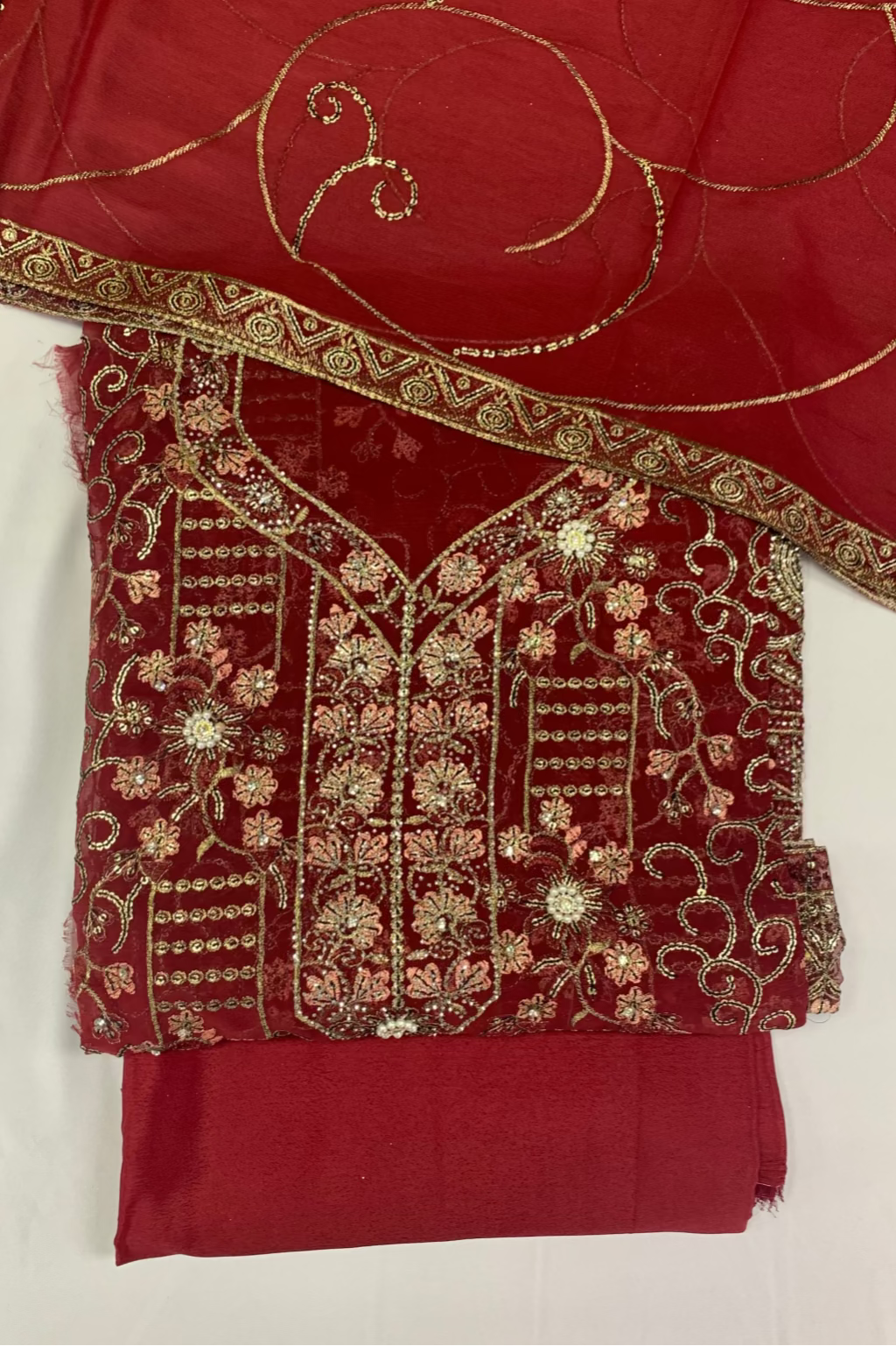 1558 Embroidered 4pc Net Suit with Sequins & Embellishments