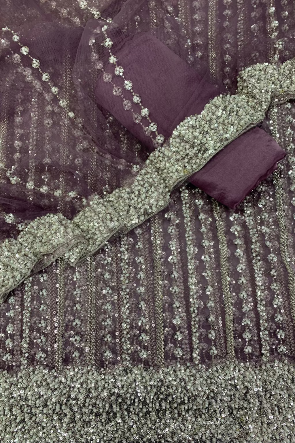 D3N Pearls & Sequin 4pc Net Heavy Party Suit