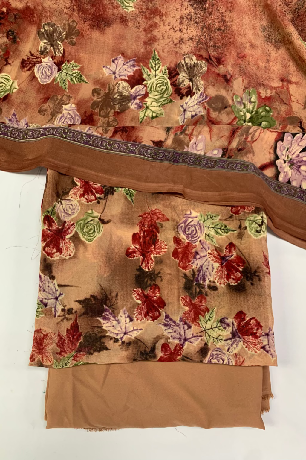 327 Flower Print 4pc Unstitched Chiffon Suit
