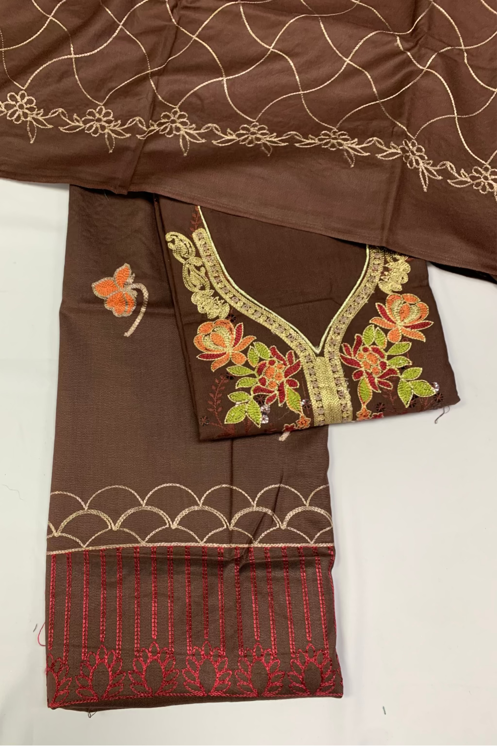 D123 Embroidery 3pc Warm Alpine Unstitched Suit