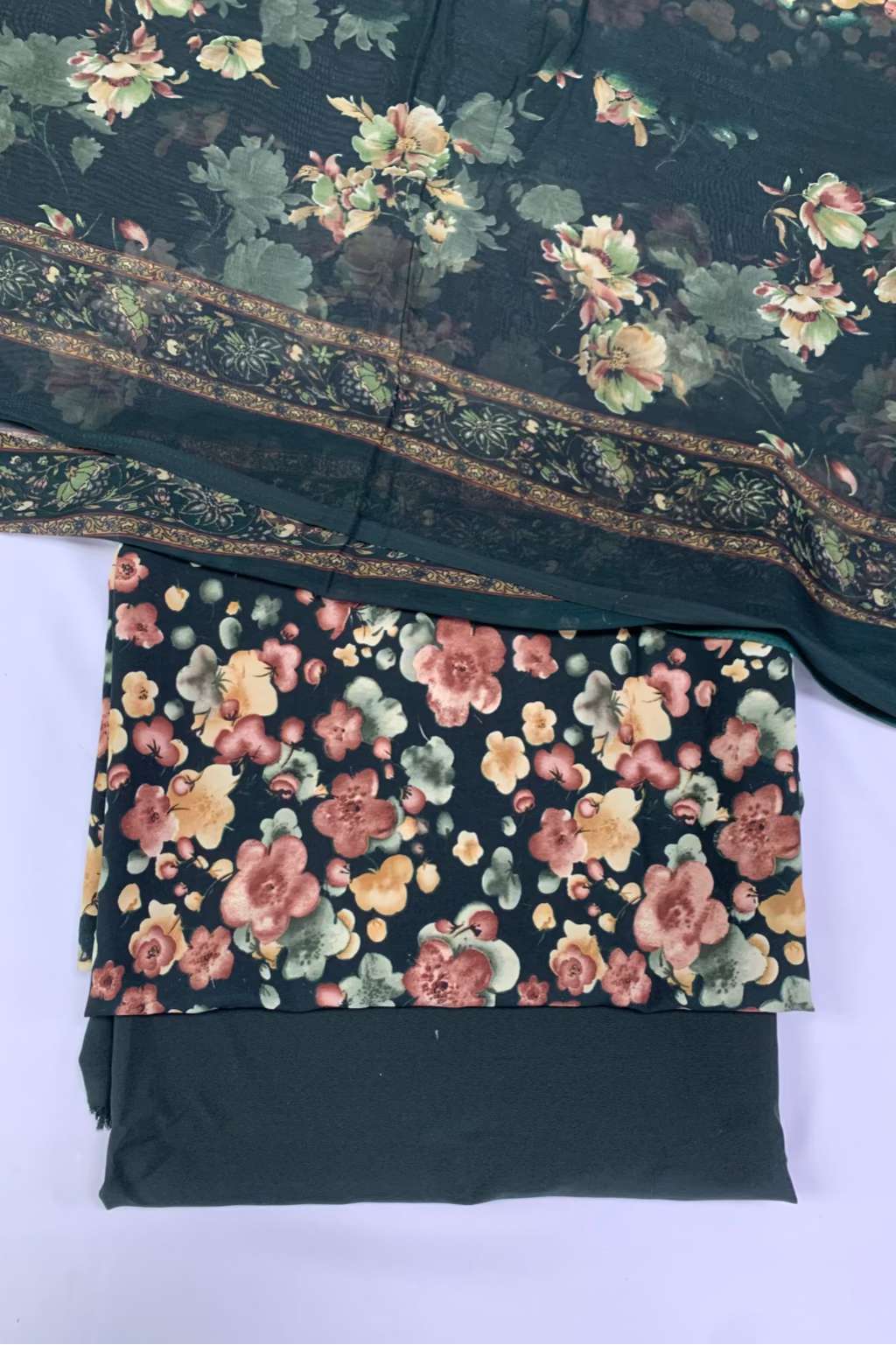 Floral-patterned fabric on a white background
