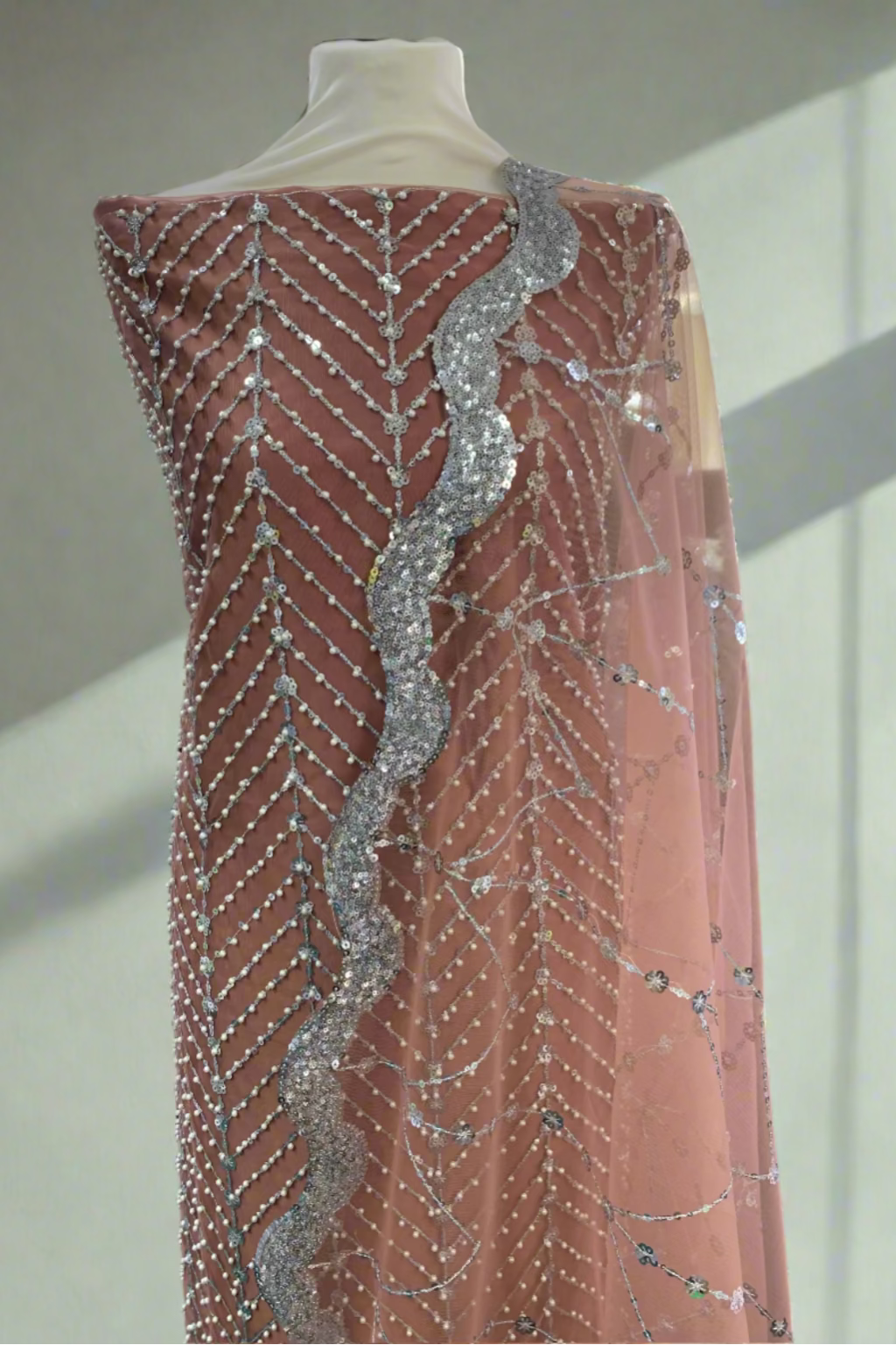 2200 Pearls & Sequin 4pc Net Heavy Party Suit