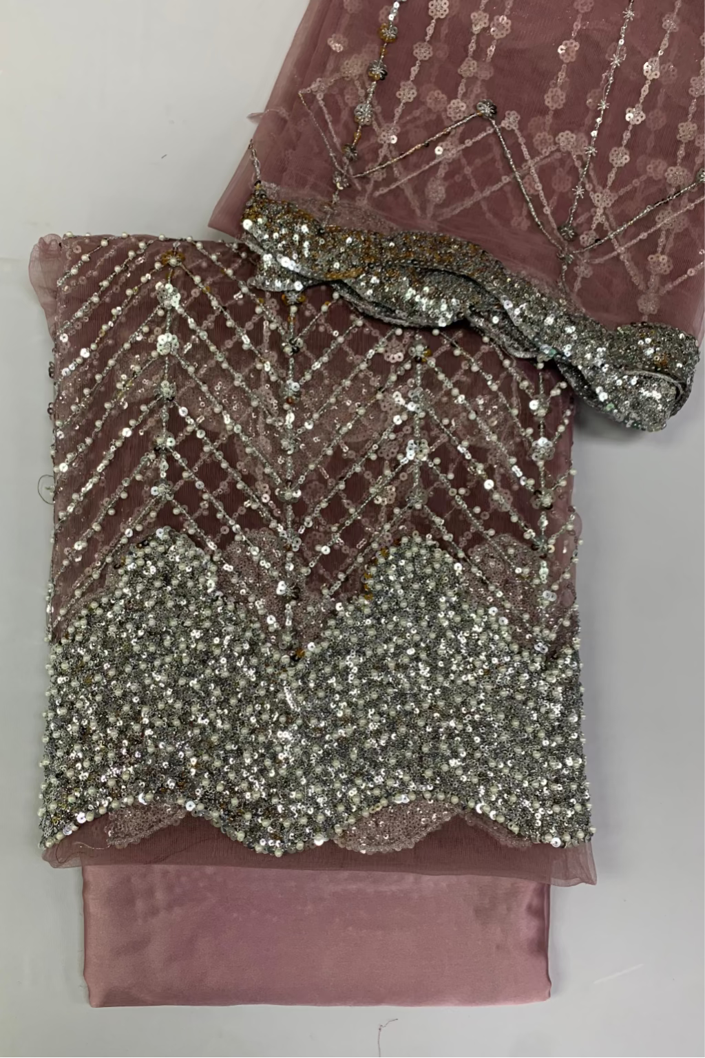 2200 Pearls & Sequin 4pc Net Heavy Party Suit