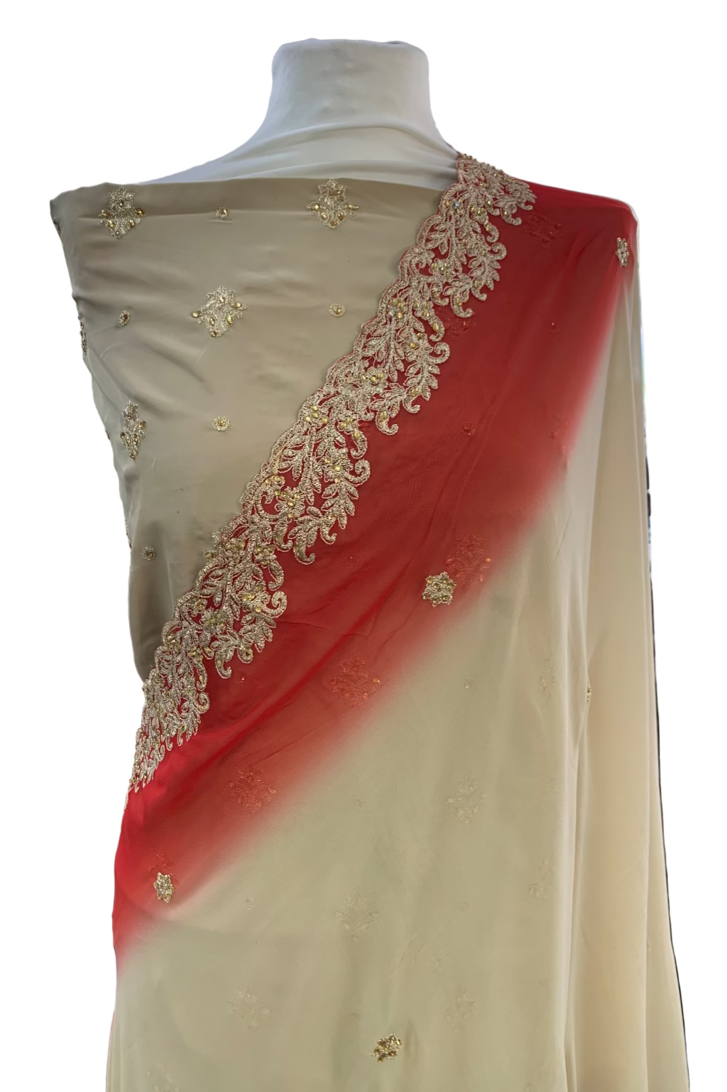 9180 Gold Embroidery 3pc Unstitched Malai Crepe Suit with Embellishments