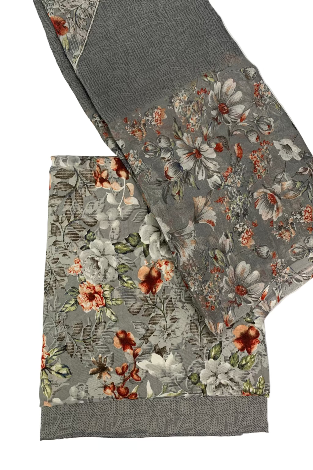 Floral patterned table runner on a plain background