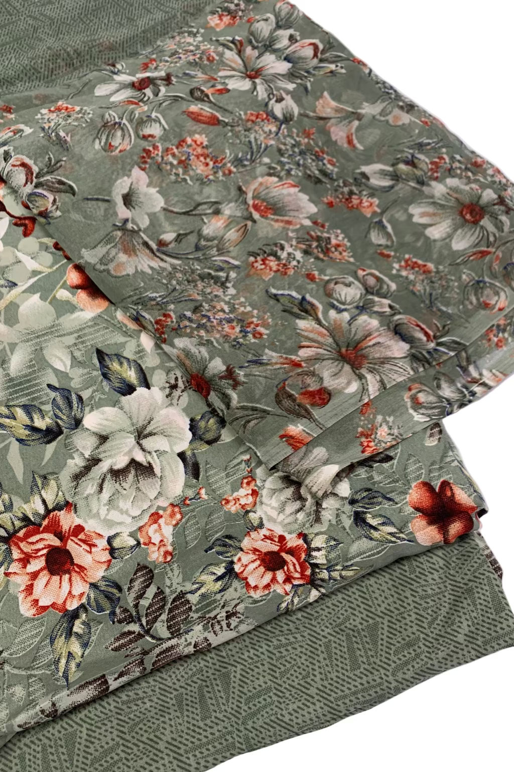 Floral patterned fabric on a white background