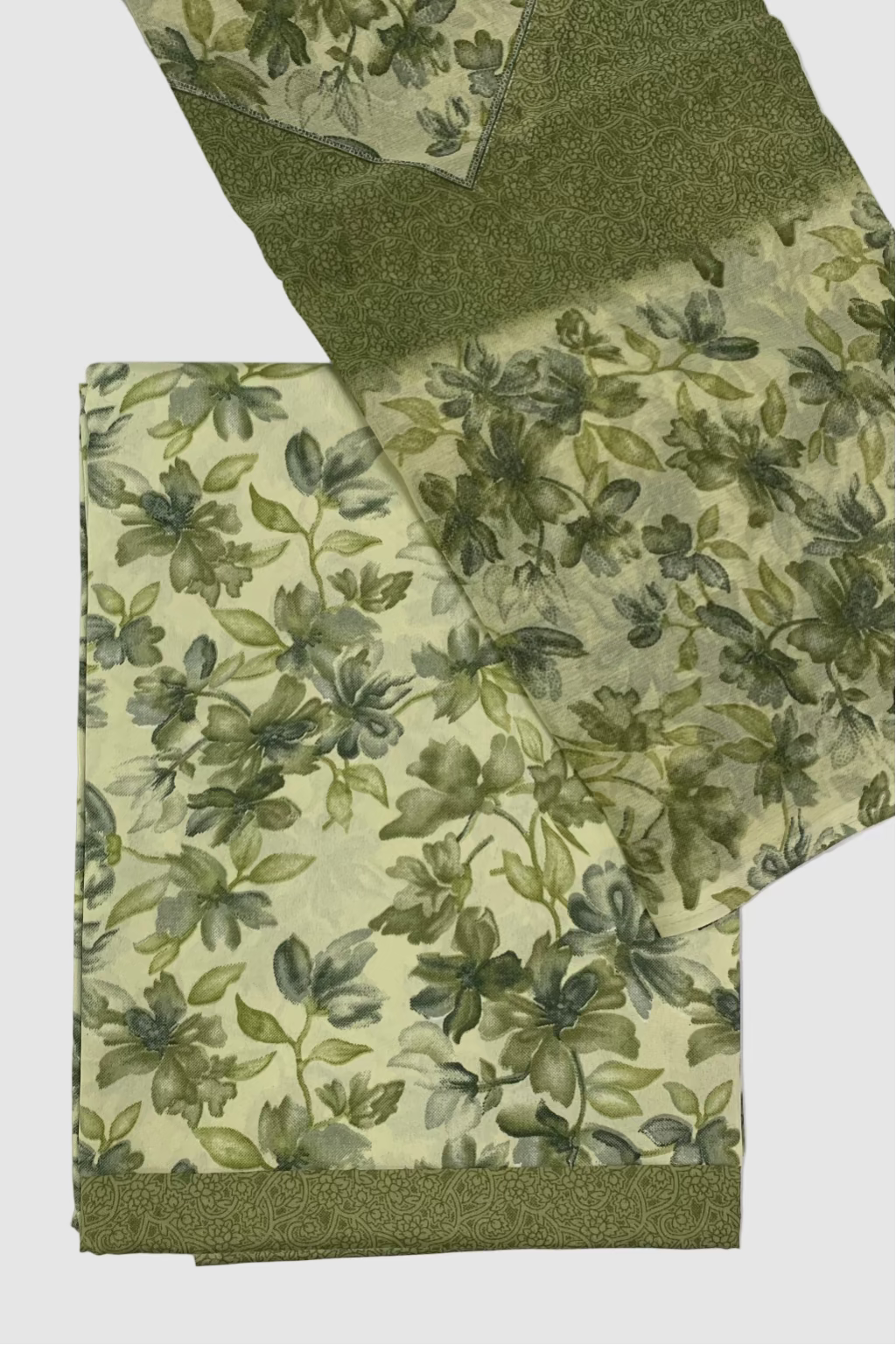 D168 Floral Print 3pc Unstitched Crepe Suit