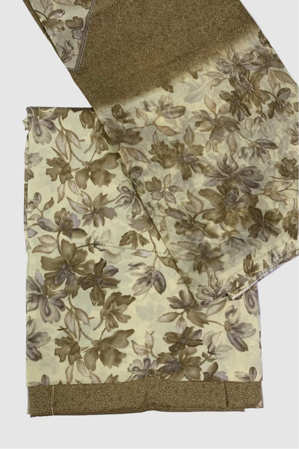 D168 Floral Print 3pc Unstitched Crepe Suit