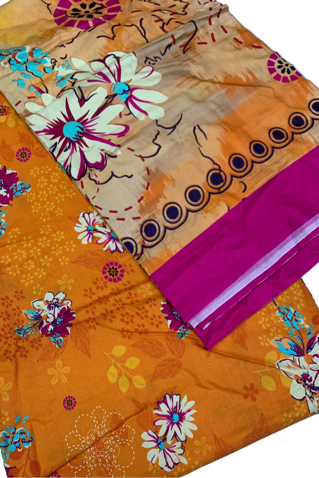 D173 Floral Full Print 3pc Unstitched Cotton Suit