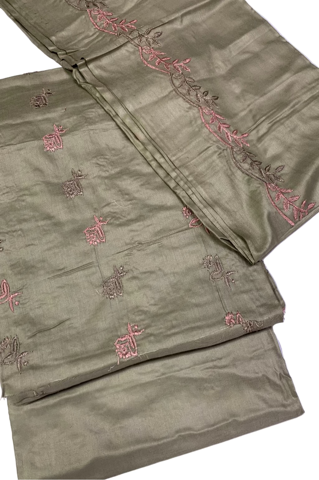 V101 Floral Embroidery 3pc Unstitched Viscose Suit