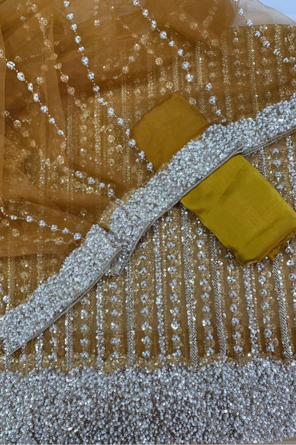 D3N Pearls & Sequin 4pc Net Heavy Party Suit