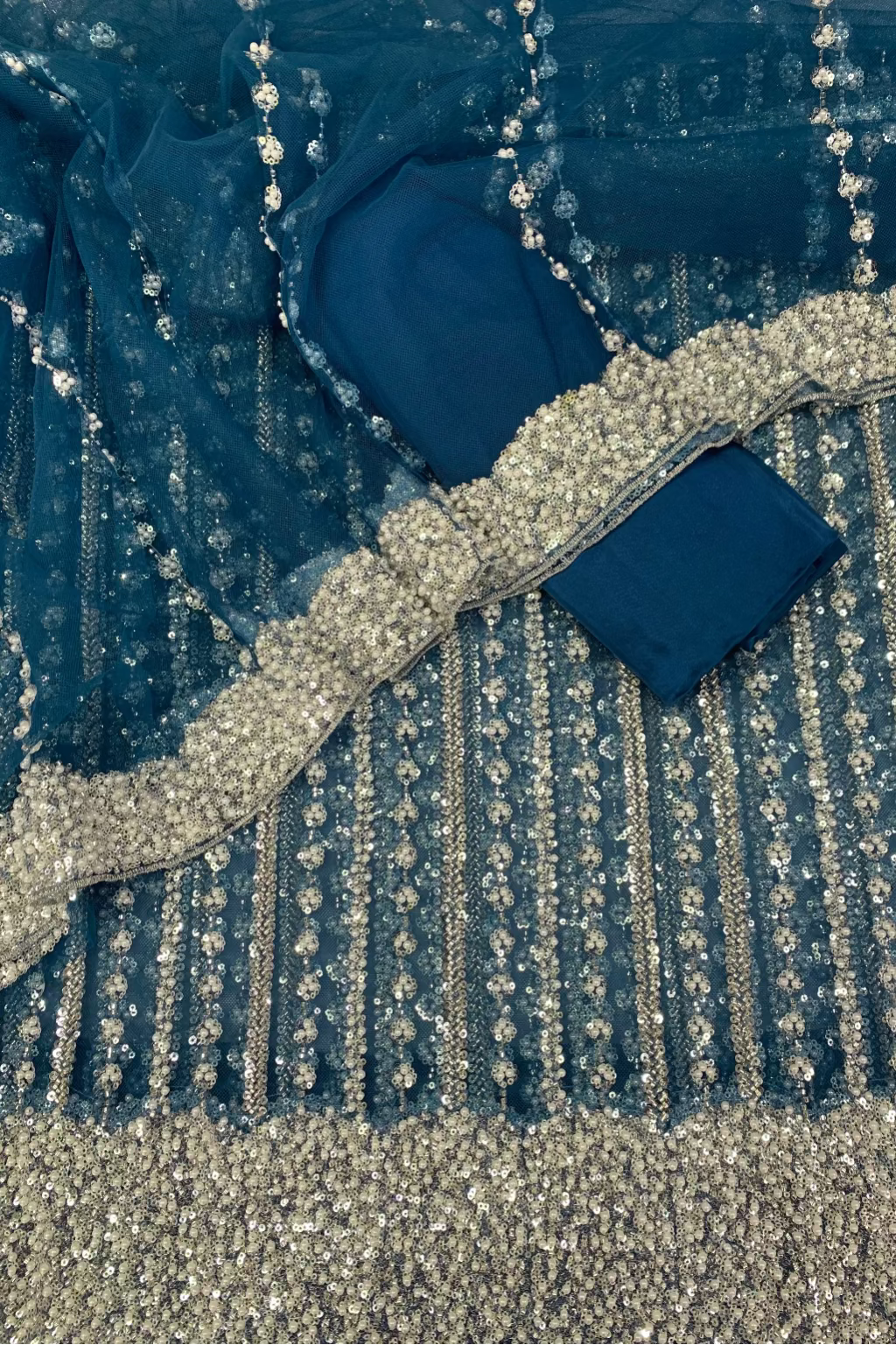 D3N Pearls & Sequin 4pc Net Heavy Party Suit