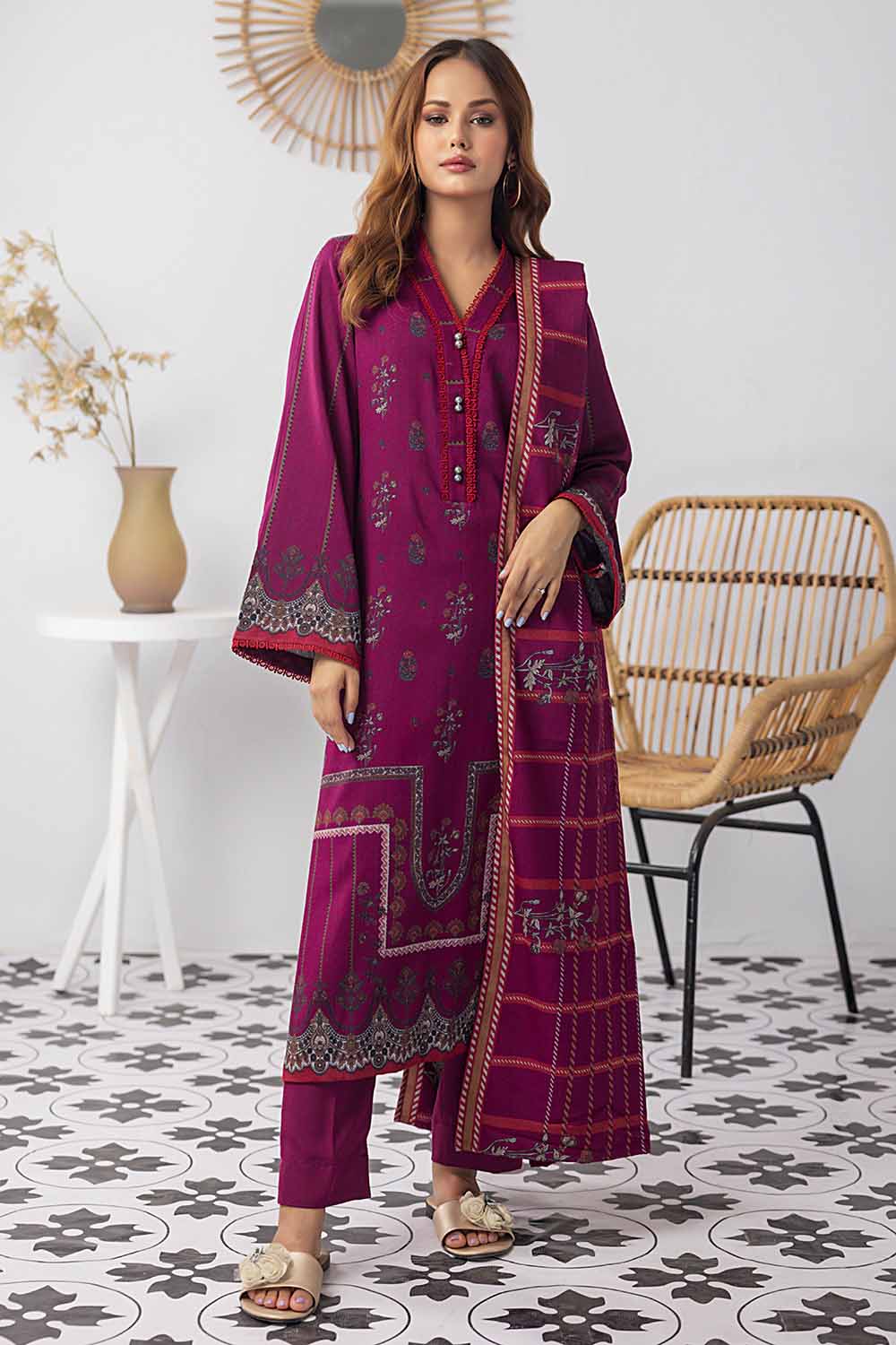 Printed Dhanak Salwar Kameez Suit Gul Ahmed WNS-32185 A