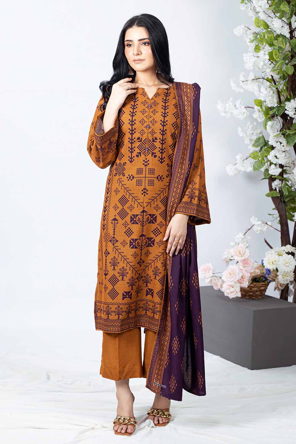 Printed Dhanak Salwar Kameez Suit Gul Ahmed WNS-32188 A