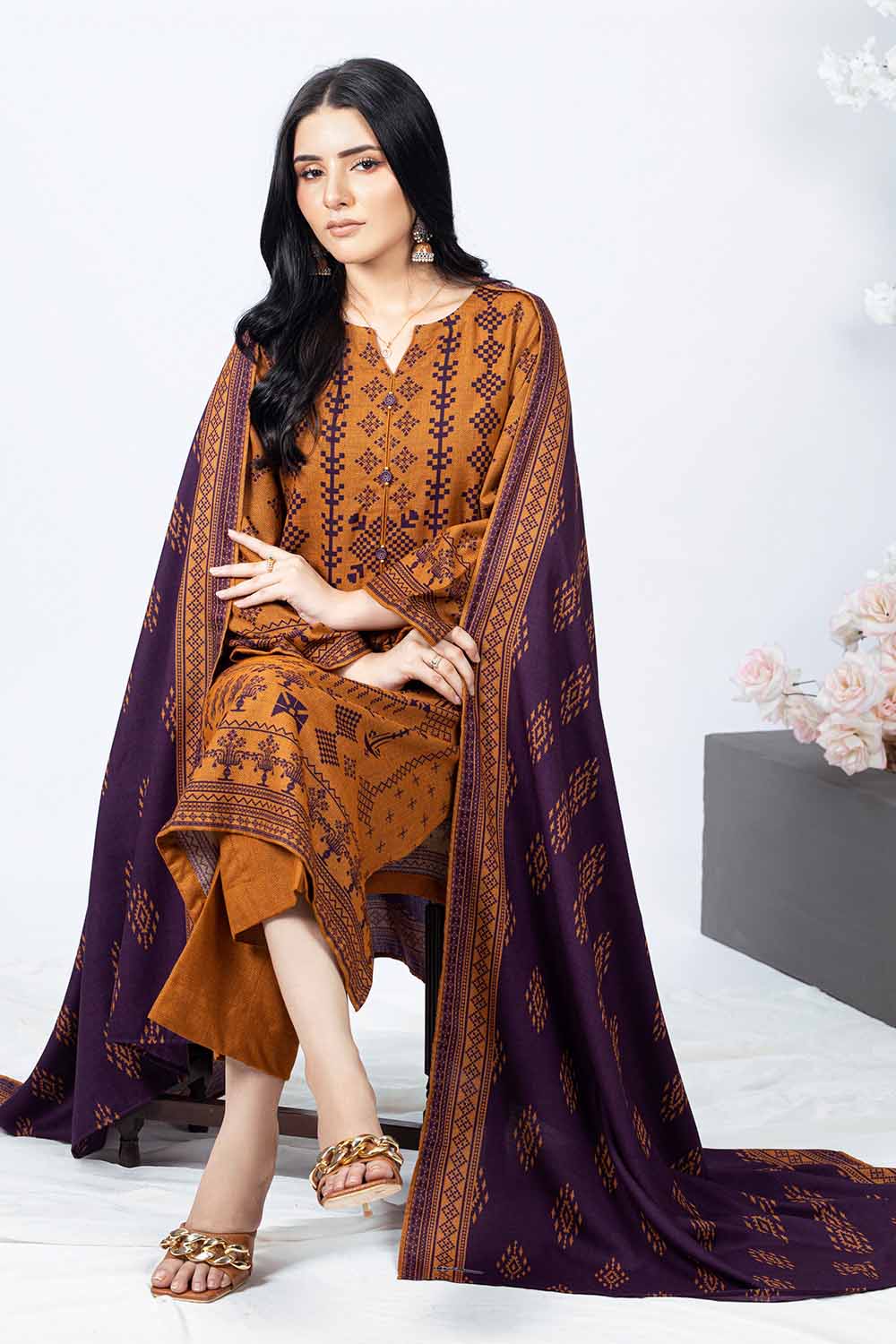 Printed Dhanak Salwar Kameez Suit Gul Ahmed WNS-32188 A