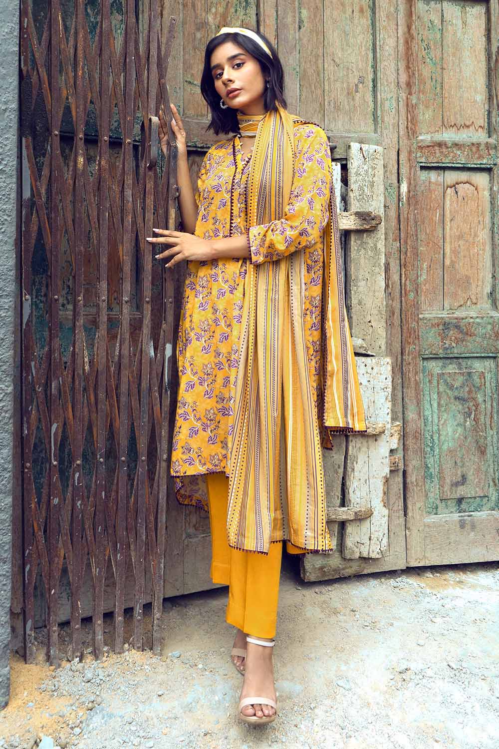 Unstitched Printed Linen Suit Salwar Kameez Gul Ahmed LT-32011 B