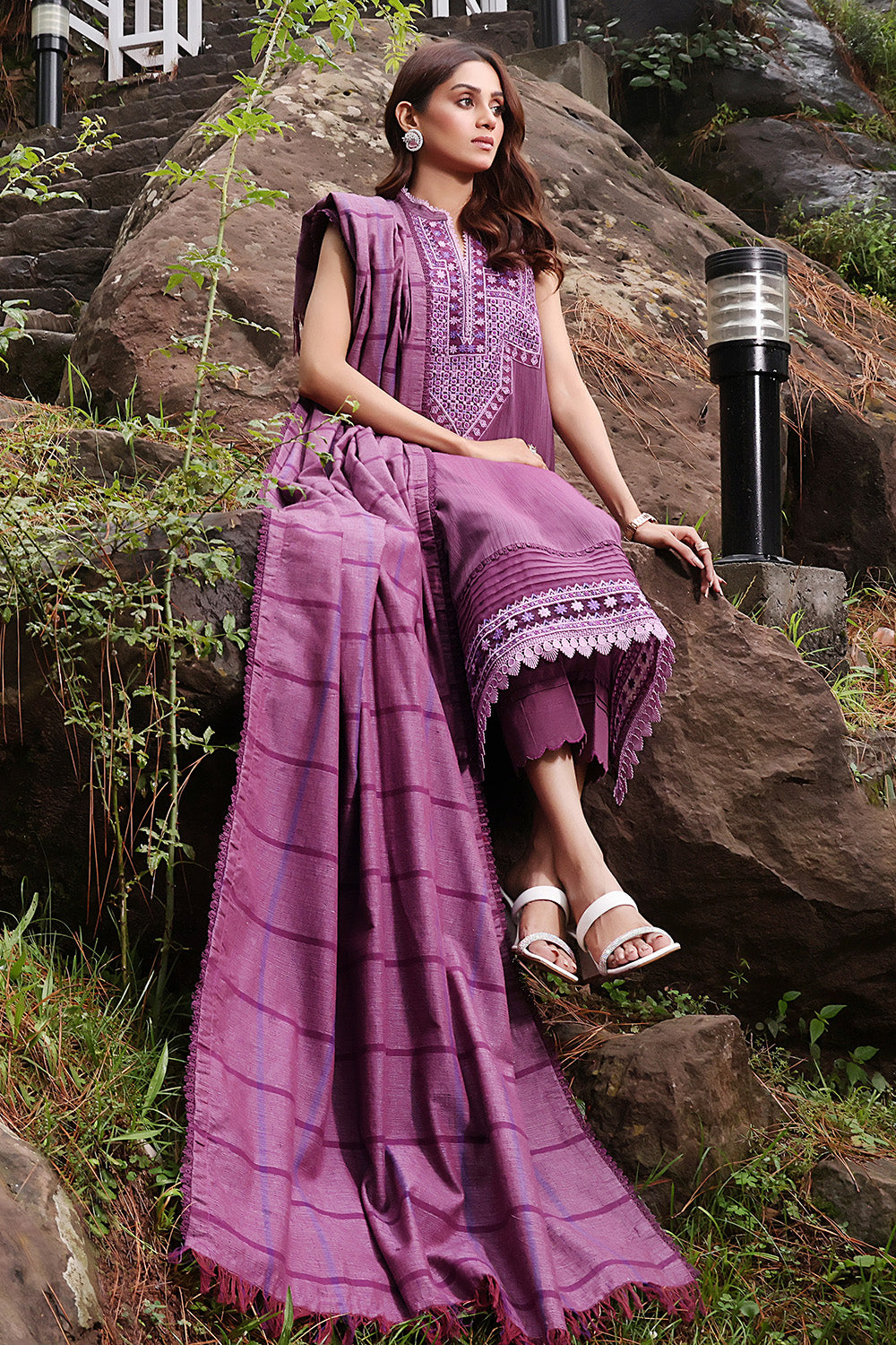 Unstitched Cotton Stripe Salwar Kameez Suit Gul Ahmed ST-32017