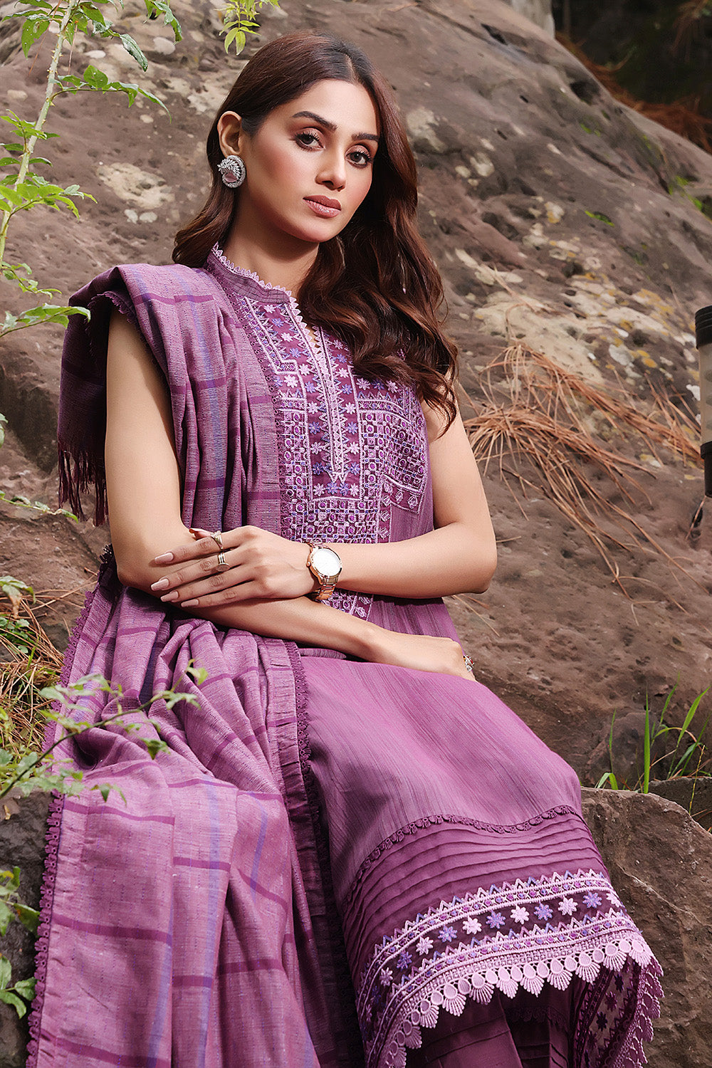 Unstitched Cotton Stripe Salwar Kameez Suit Gul Ahmed ST-32017