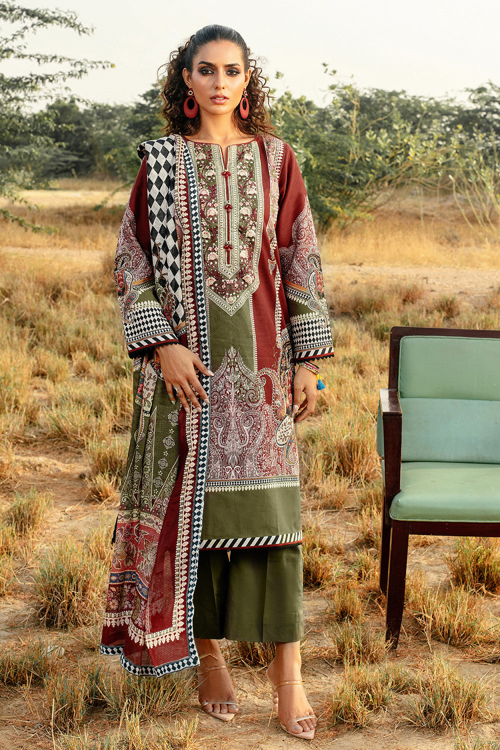 Unstitched Digital Printed Cotton Net Salwar Kameez Suit Gul Ahmed CD-32002
