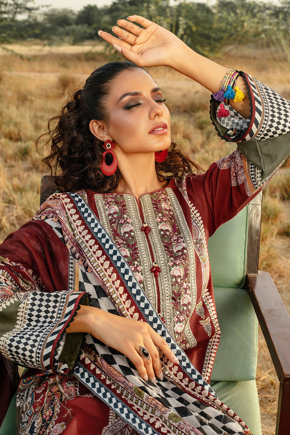 Unstitched Digital Printed Cotton Net Salwar Kameez Suit Gul Ahmed CD-32002