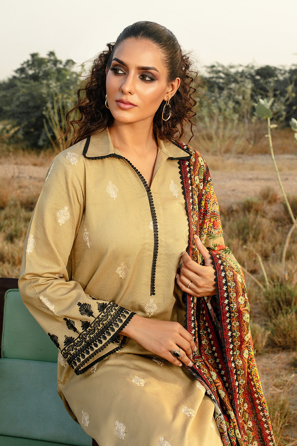 Unstitched Digital Printed Cotton Net Salwar Kameez Suit Gul Ahmed CD-32005