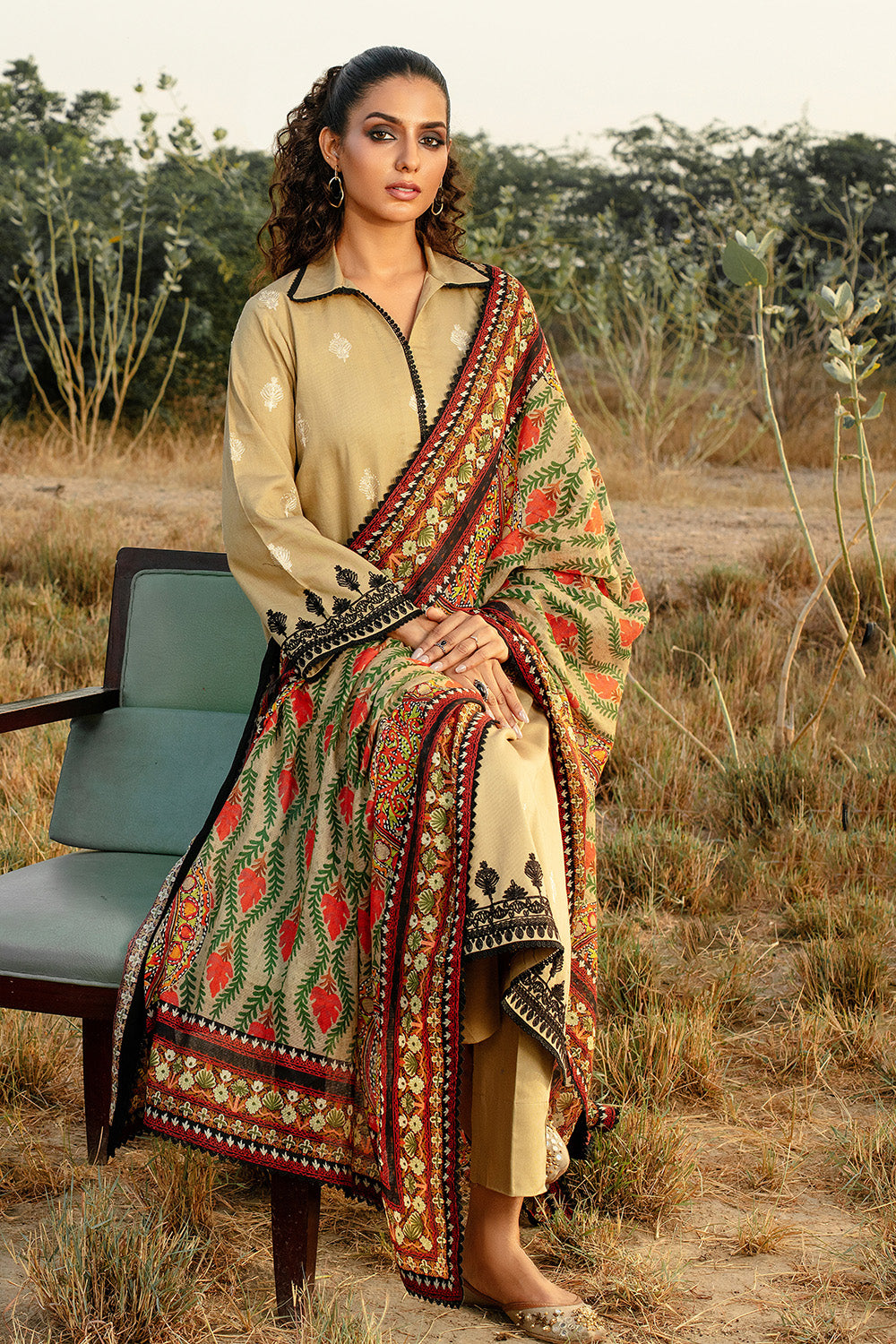 Unstitched Digital Printed Cotton Net Salwar Kameez Suit Gul Ahmed CD-32005