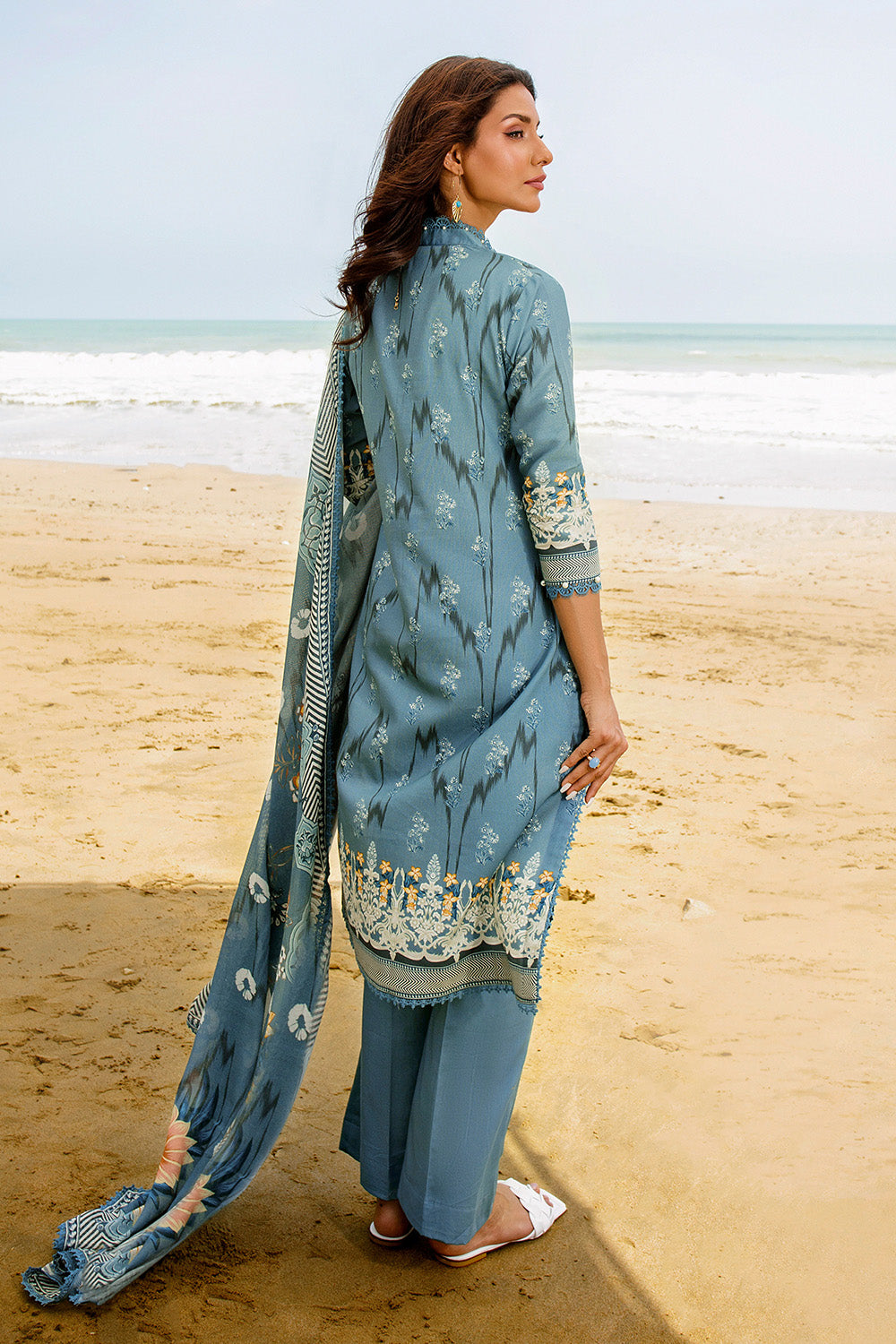 Unstitched Digital Printed Cotton Net Salwar Kameez Suit Gul Ahmed CD-32007