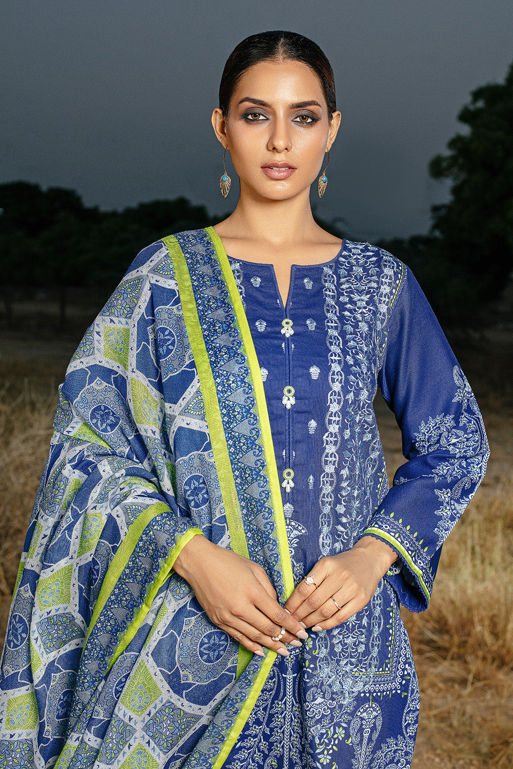 Unstitched Digital Printed Cotton Net Salwar Kameez Suit Gul Ahmed CD-32009