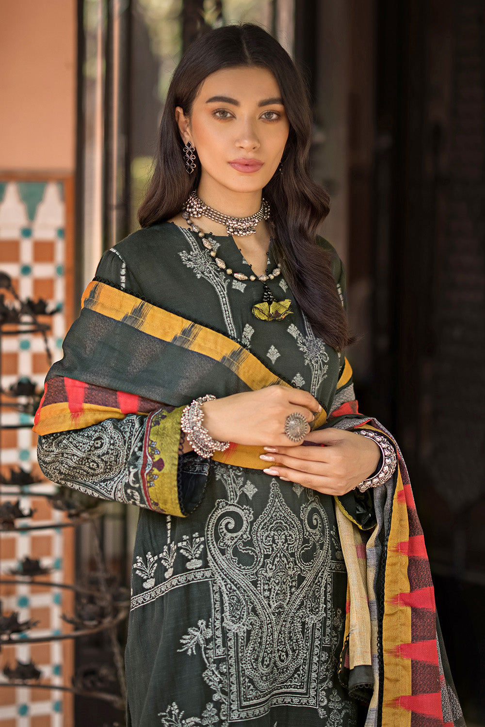 Unstitched Digital Printed Cotton Net Salwar Kameez Suit Gul Ahmed MJ-32072