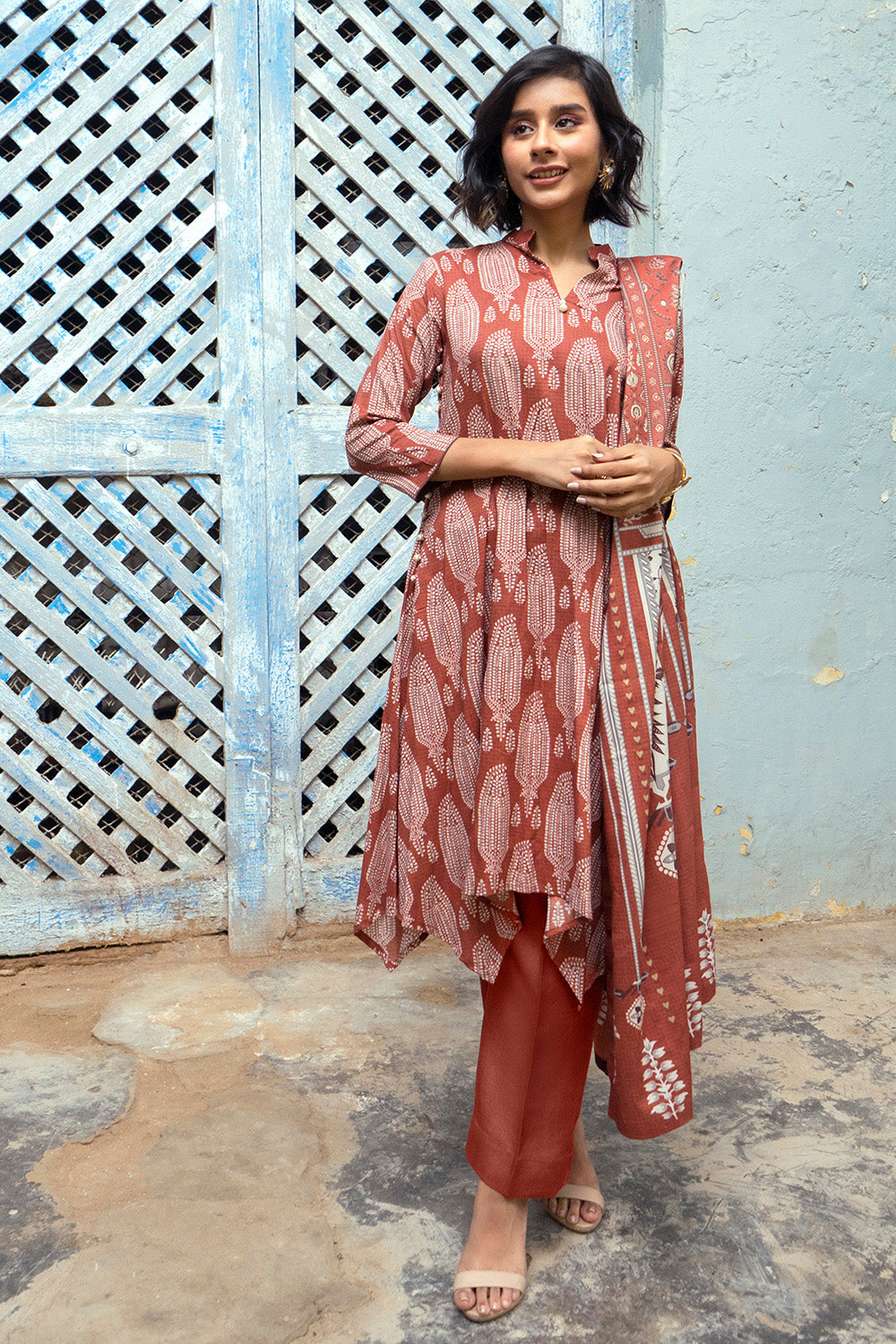 Unstitched Digital Printed Dobby Linen Salwar Kameez Suit Gul Ahmed LT-32023 B