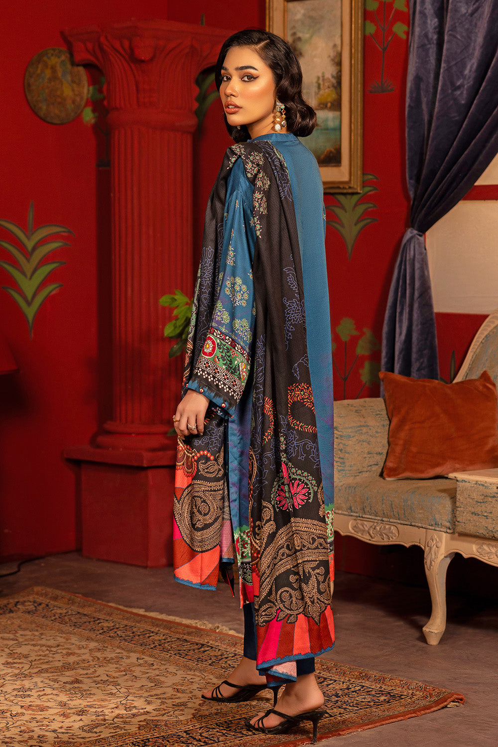 Unstitched Digital Printed Dobby Linen Salwar Kameez Suit Gul Ahmed LT-32024