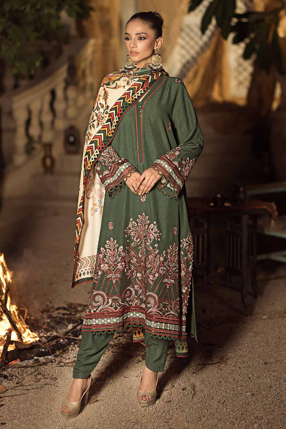 Unstitched Digital Printed Karandi Salwar Kameez Suit Gul Ahmed AY-32018