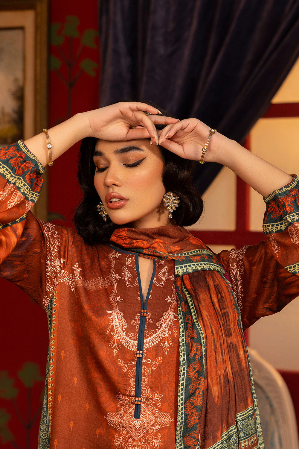 Unstitched Digital Printed Linen Jacquard Salwar Kameez Suit Gul Ahmed LT-32025