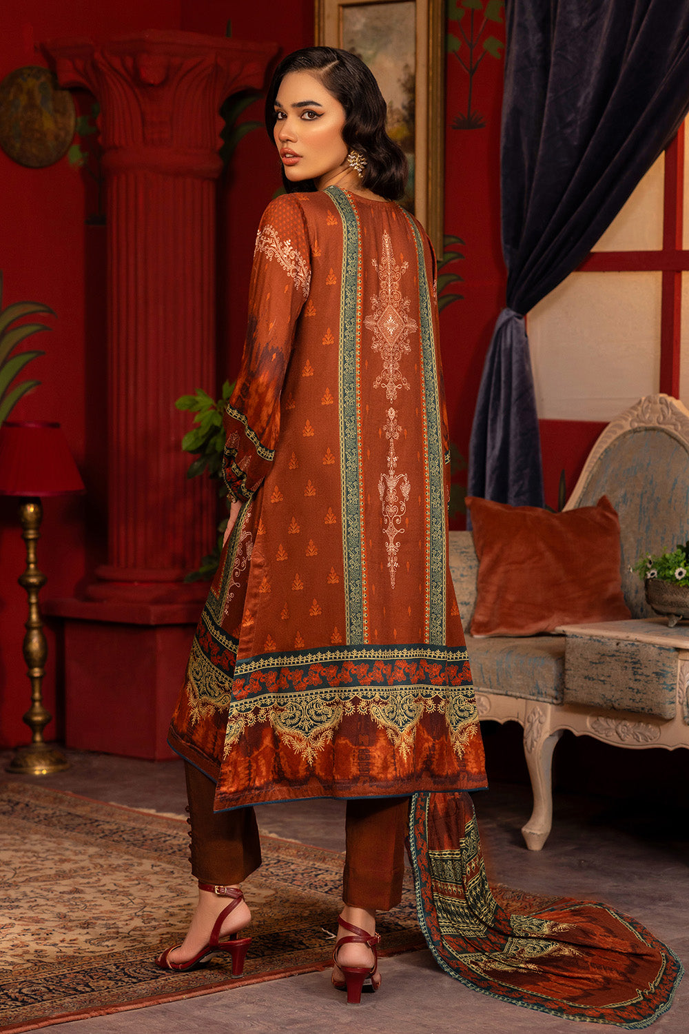 Unstitched Digital Printed Linen Jacquard Salwar Kameez Suit Gul Ahmed LT-32025