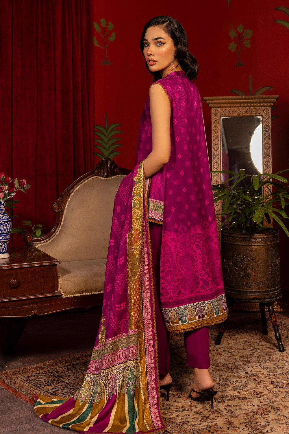 Unstitched Digital Printed Pashmina Salwar Kameez Suit Gul Ahmed AP-32008