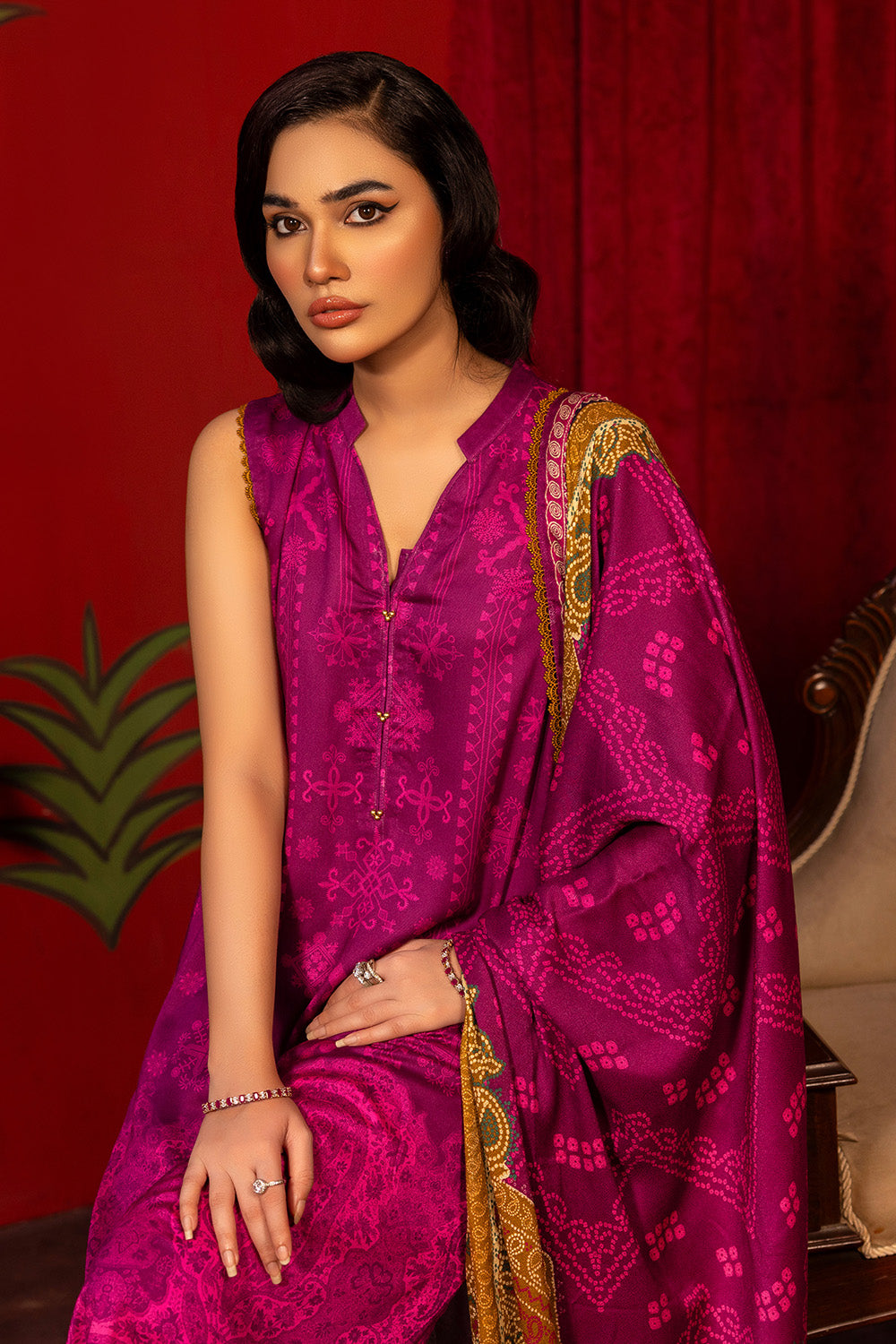 Unstitched Digital Printed Pashmina Salwar Kameez Suit Gul Ahmed AP-32008