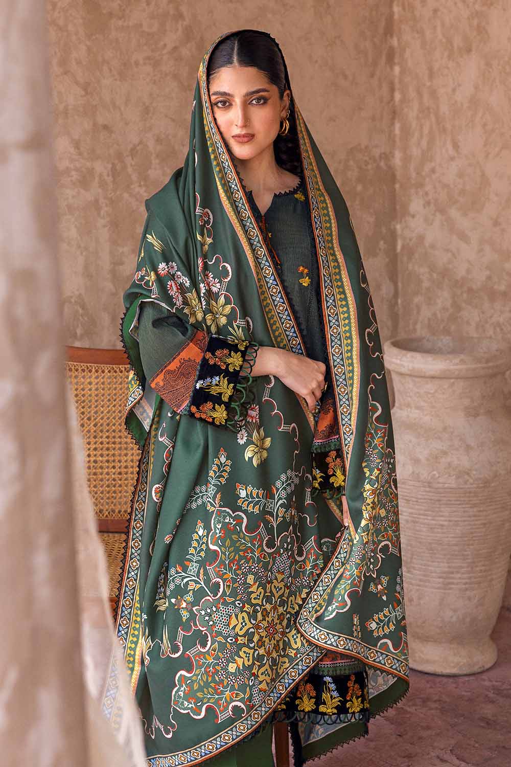 Unstitched Digital Printed Pashmina Salwar Kameez Suit Gul Ahmed AP-32027