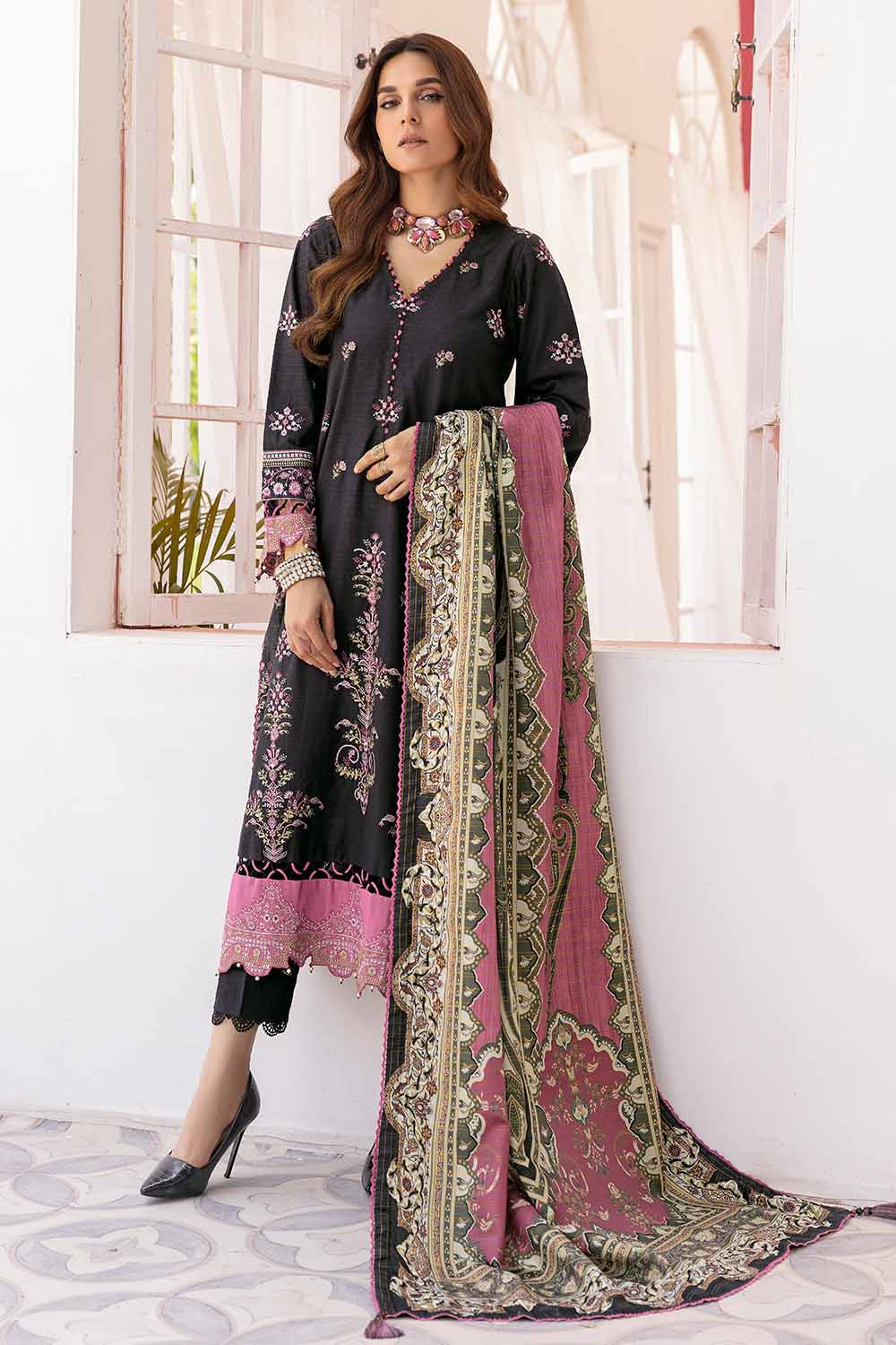 Unstitched Digital Printed Pashmina Salwar Kameez Suit Gul Ahmed AP-32028