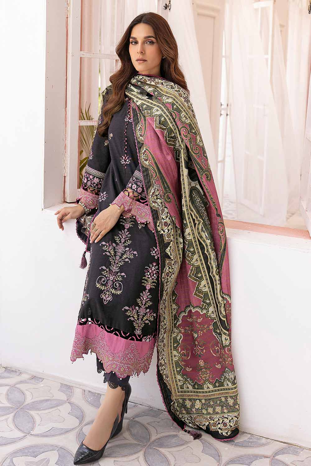 Unstitched Digital Printed Pashmina Salwar Kameez Suit Gul Ahmed AP-32028