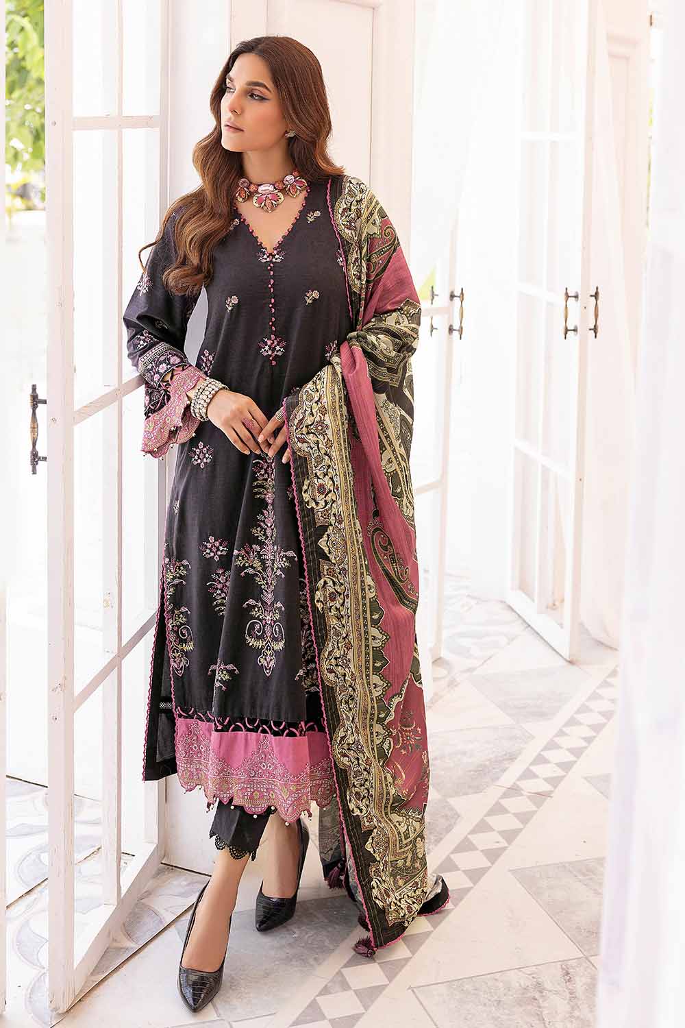 Unstitched Digital Printed Pashmina Salwar Kameez Suit Gul Ahmed AP-32028